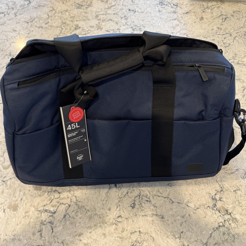 45L Herschel Novel Duffel Tech - Navy Bag with Black Straps